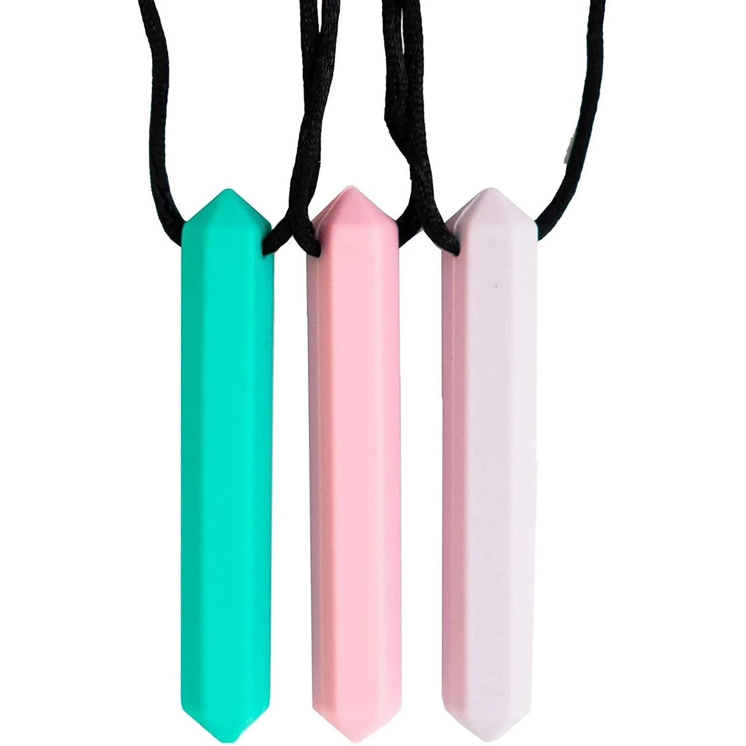 Tilcare Chew Chew Pencil Sensory Necklace 3-Pack | Calming Silicone Chewy Toys for Kids & Adults