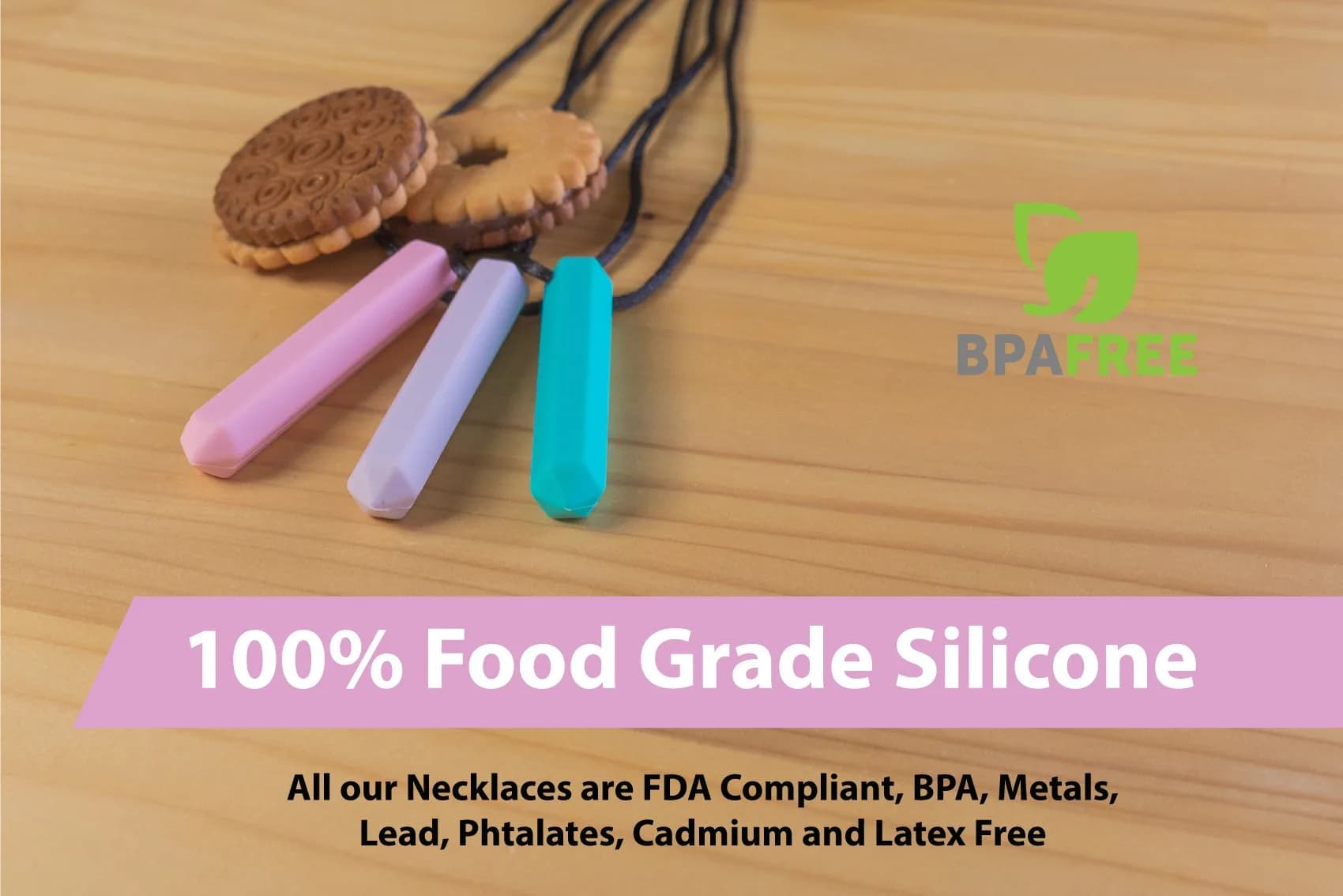 Tilcare Chew Chew Pencil Sensory Necklace 3-Pack | Calming Silicone Chewy Toys for Kids & Adults - view 5
