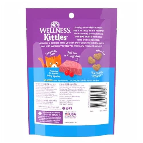 Wellness Kittles Crunchy Cat Treats Tuna & Cranberry Flavor 6 oz (170 g) | Grain-Free Dental Care for All Lifestages thumbnail 9