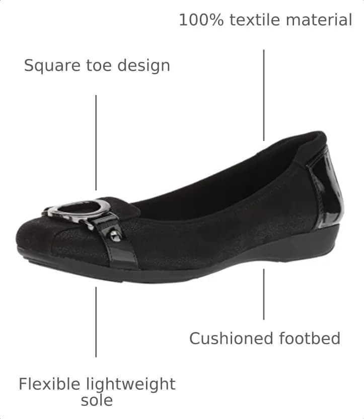 Anne Klein Umeko Ballet Flat Black/Multi Fabric 6.5 US | Stylish, Cushioned, No Heel thumbnail 3