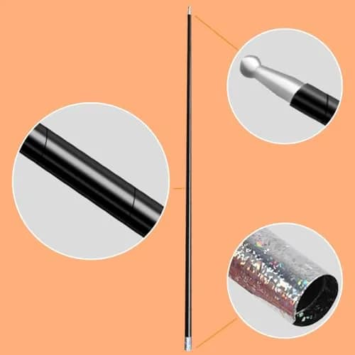 OUERMAMA Black Metal Appearing Cane 1.1 Meter (43.3 Inches) | Professional Stage Magic Trick with Tutorial thumbnail 4