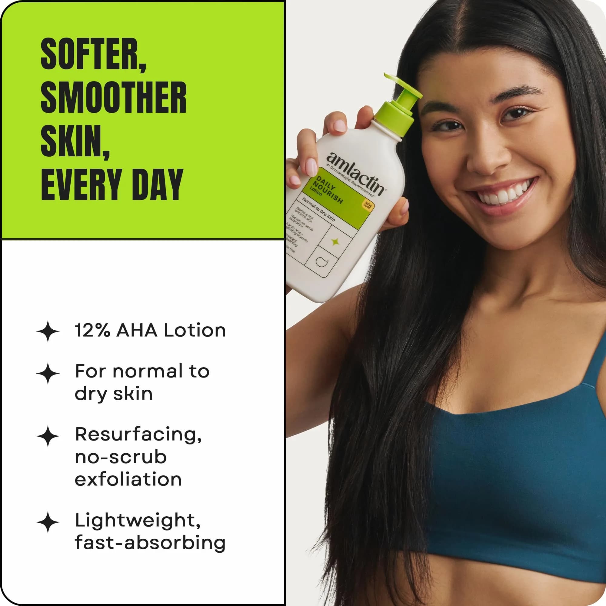 AmLactin Daily Nourish Body Lotion 233ml (7.9 Fl Oz) | 12% Lactic Acid Exfoliates & Hydrates Rough Dry Skin - view 2