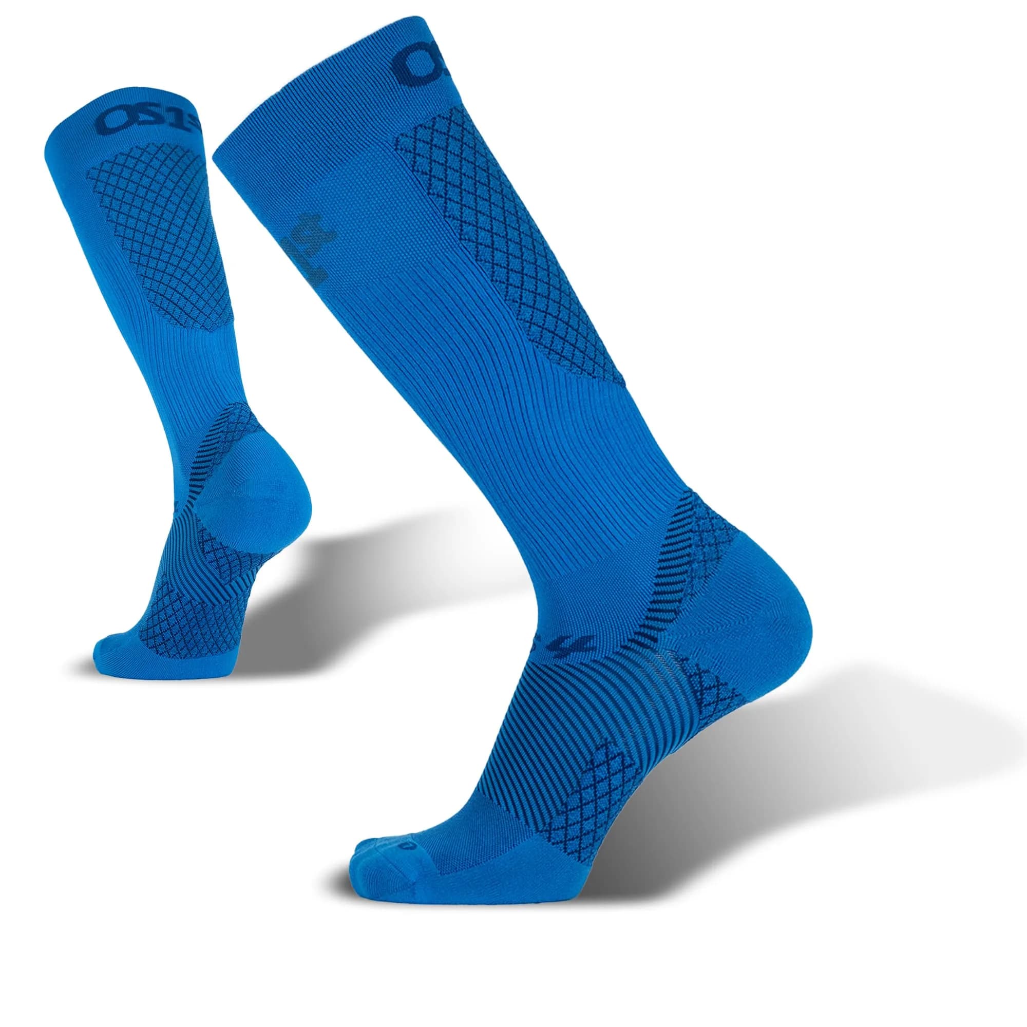OS1st FS4 Compression Bracing Plantar Fasciitis Socks | Relieves Heel Pain & Improves Circulation (US, Large, Blue)