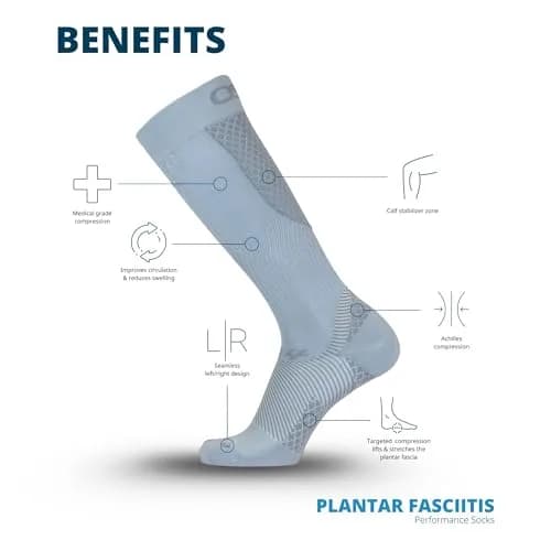 OS1st FS4 Compression Bracing Plantar Fasciitis Socks | Relieves Heel Pain & Improves Circulation (US, Large, Blue) thumbnail 5