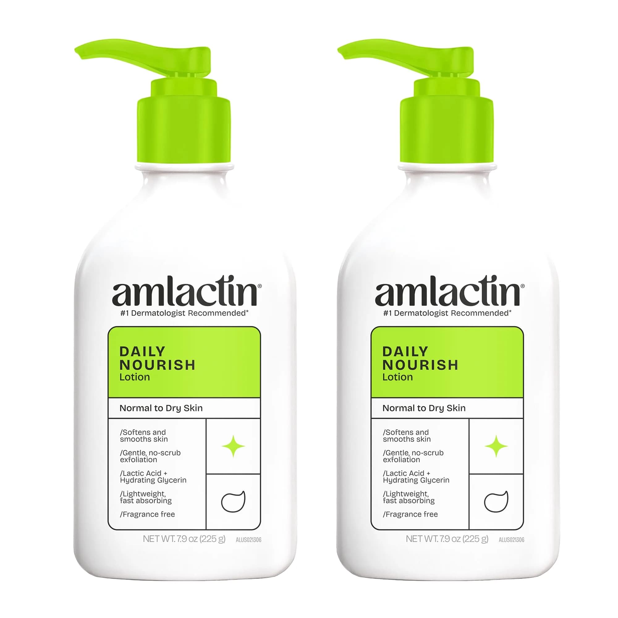 AmLactin Daily Nourish Body Lotion 400ml (14.1 oz) | Exfoliates & Moisturizes for Dry Skin — 7.9 Ounce