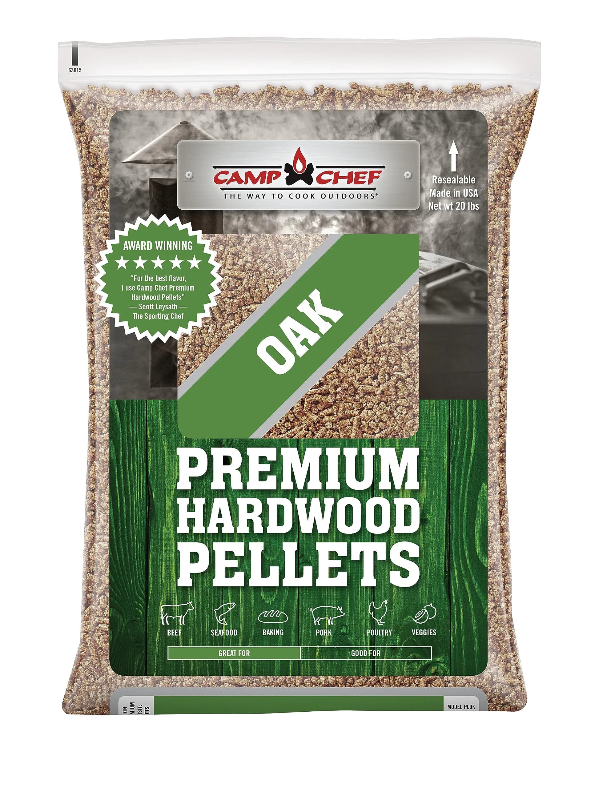 Camp Chef Oak Flavor 20 lb All-Natural Hardwood Pellets | Medium Smoke, Versatile for Grills & Smokers - main product image