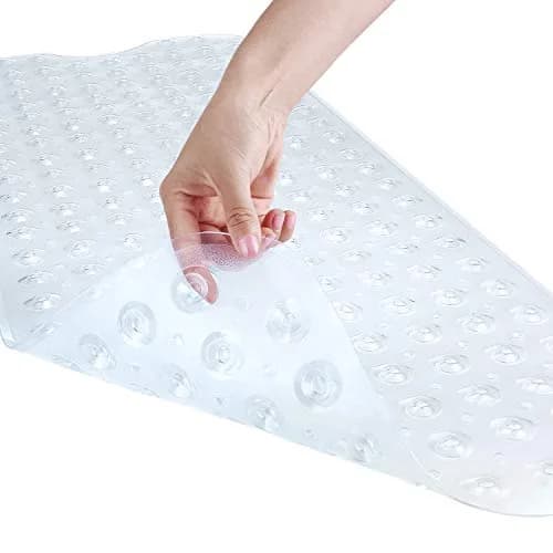 YINENN Bath and Shower Safety Mats 40x16 inch | Non Slip with Suction Cups, Extra Large, Machine Washable, Drain Holes, Clear thumbnail 1