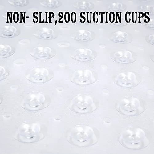 YINENN Bath and Shower Safety Mats 40x16 inch | Non Slip with Suction Cups, Extra Large, Machine Washable, Drain Holes, Clear thumbnail 4