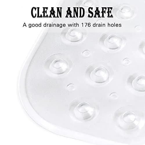 YINENN Bath and Shower Safety Mats 40x16 inch | Non Slip with Suction Cups, Extra Large, Machine Washable, Drain Holes, Clear thumbnail 5