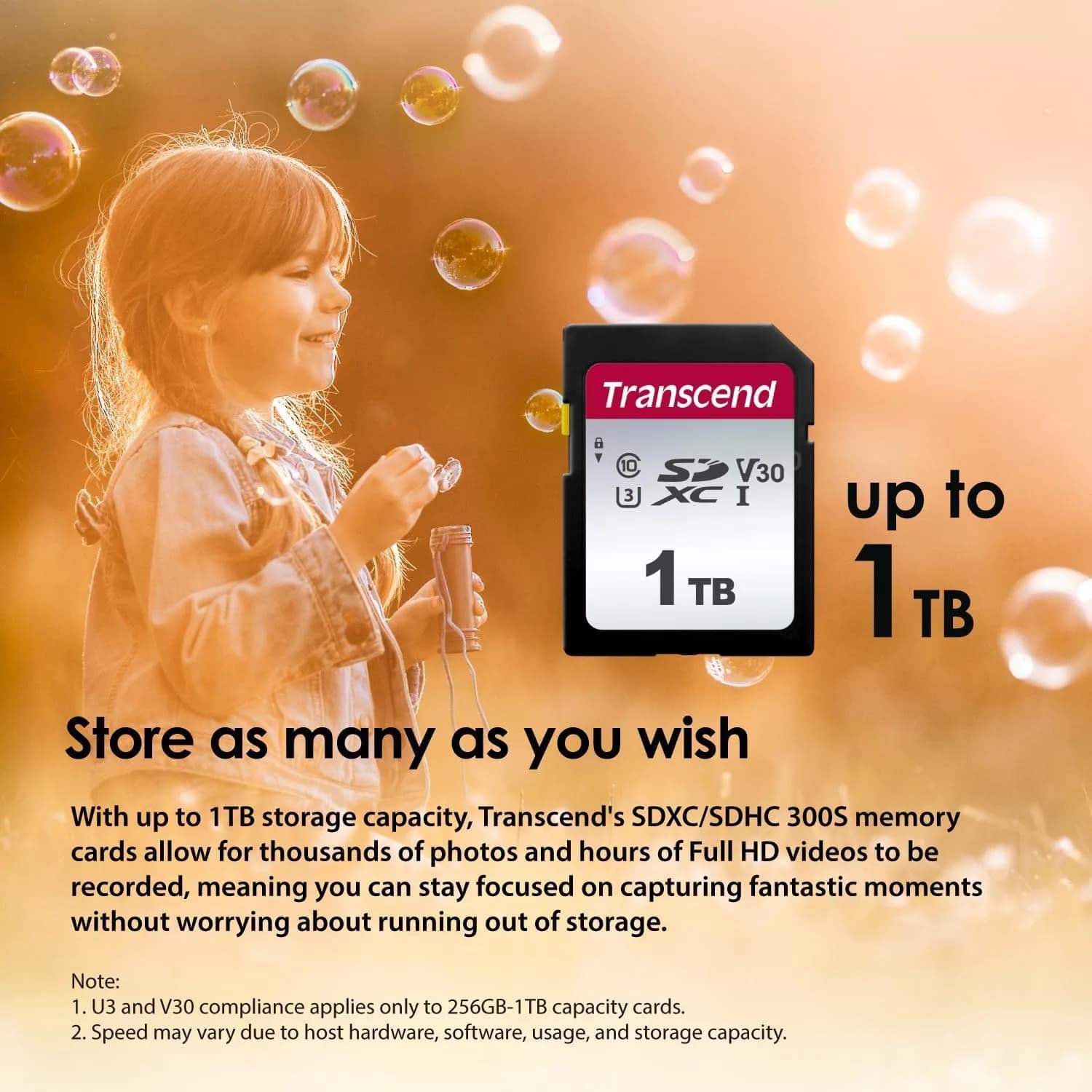 Transcend 32GB SDHC SD Card, UHS-I U1, 1080p Full HD Video, Retail Packaging - view 3