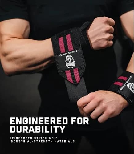 Gymreapers Red IPF Approved 18" (46cm) Weightlifting Wrist Wraps | Professional Quality Wrist Support thumbnail 4