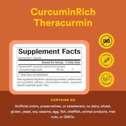 Natural Factors CurcuminRich Double Strength Theracurmin 120 Capsules | Supports Joint & Heart Health thumbnail 4