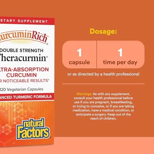 Natural Factors CurcuminRich Double Strength Theracurmin 120 Capsules | Supports Joint & Heart Health thumbnail 3