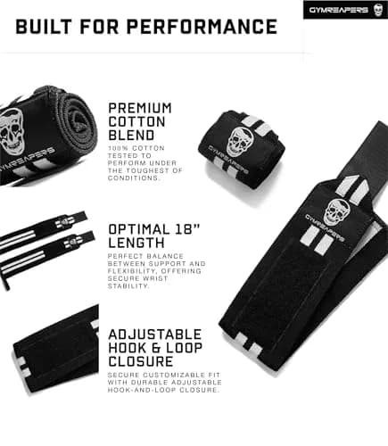Gymreapers White 18 inch (45.7 cm) Wrist Wraps | Competition Grade Support for Powerlifting & Strength Training thumbnail 5