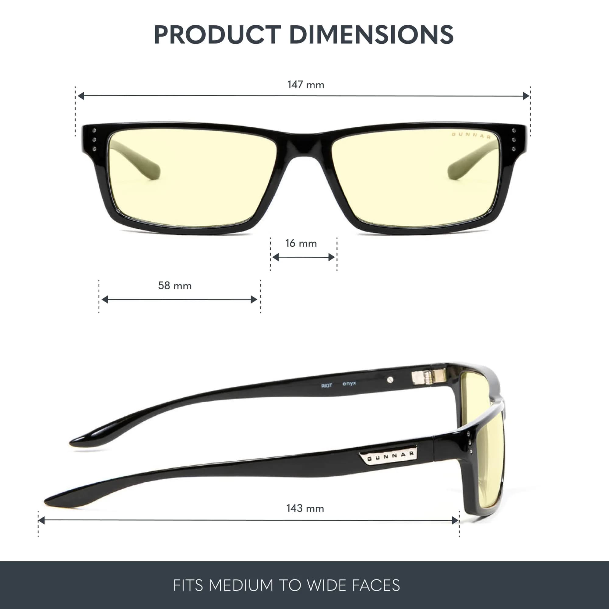Gunnar Riot Amber Tinted Gaming Glasses 58mm Lens Width | Patented Blue Light Blocking Lens Technology - view 2