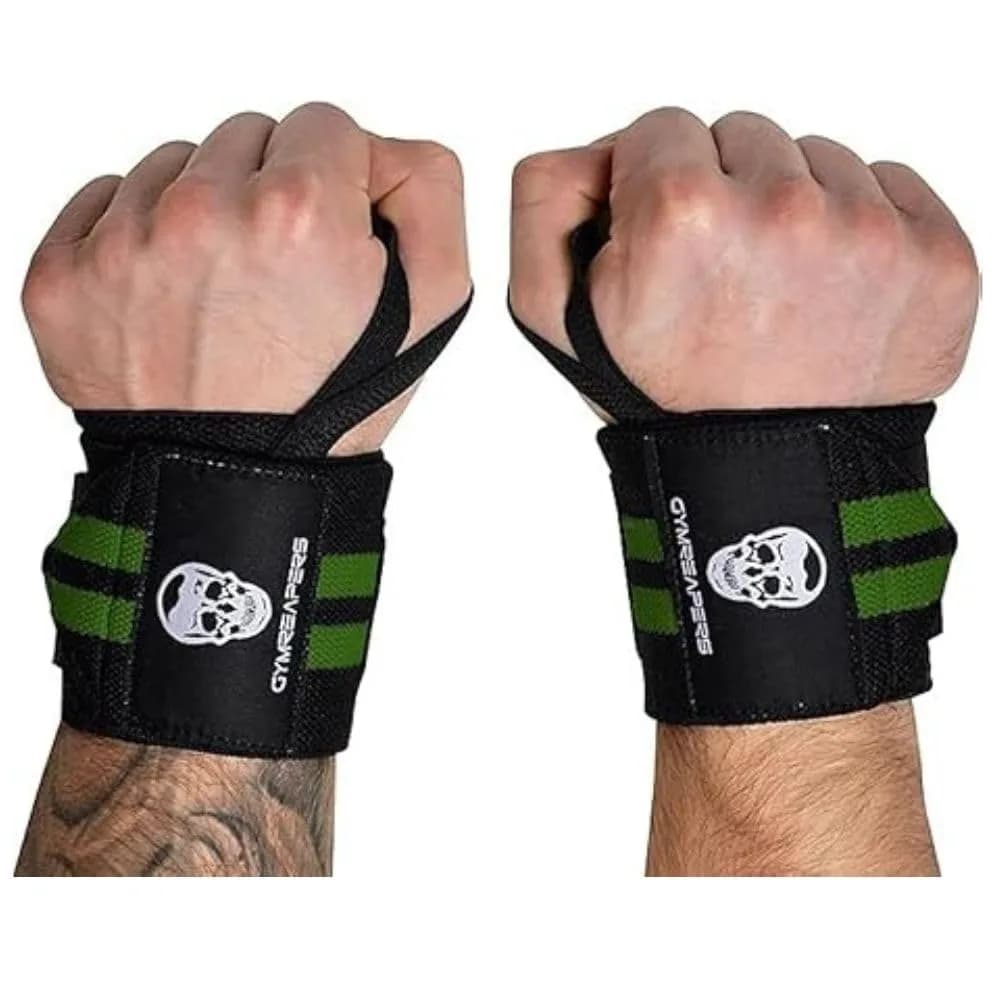 Gymreapers Competition Grade 18" Wrist Wraps | Military Green, Professional Quality Wrist Support with Heavy Duty Thumb Loop — Military Green