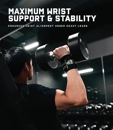 Gymreapers Competition Grade 18" Wrist Wraps | Military Green, Professional Quality Wrist Support with Heavy Duty Thumb Loop thumbnail 2