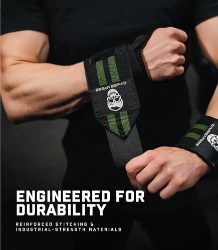 Gymreapers Competition Grade 18" Wrist Wraps | Military Green, Professional Quality Wrist Support with Heavy Duty Thumb Loop thumbnail 3