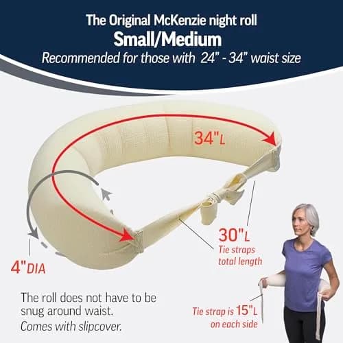 OPTP The Original McKenzie Night Roll Lumbar Support Pillow Small/Medium | Supports Spine While Sleeping thumbnail 4