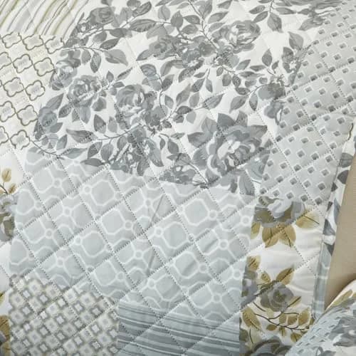 Great Bay Home Reversible Floral Patchwork Loveseat Cover, Patchwork - Grey | Cottage-Inspired Decor & Furniture Protection thumbnail 6