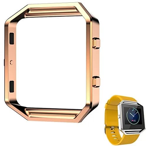 AISPORTS Rose Gold Fitbit Blaze Frame | Stainless Steel Metal Watch Frame Holder Shell Replacement Housing Protective Case Cover for Fitbit Blaze Smart Watch thumbnail 1