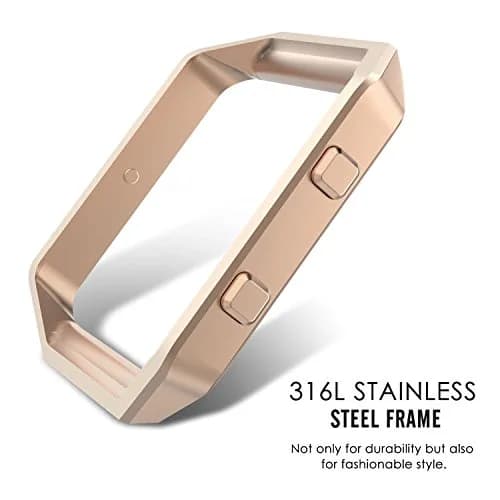 AISPORTS Rose Gold Fitbit Blaze Frame | Stainless Steel Metal Watch Frame Holder Shell Replacement Housing Protective Case Cover for Fitbit Blaze Smart Watch thumbnail 4