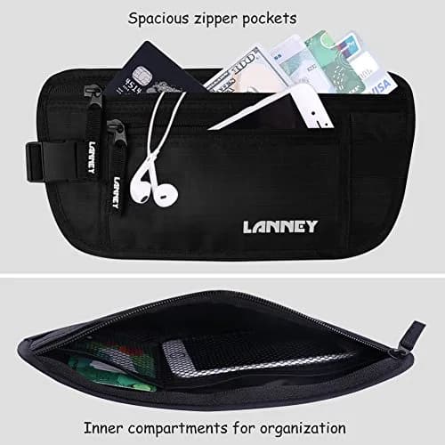 LANNEY RFID Blocking Money Belt Waist Wallet with 10 Card Sleeves | Waterproof Hidden Stash for Travel thumbnail 4