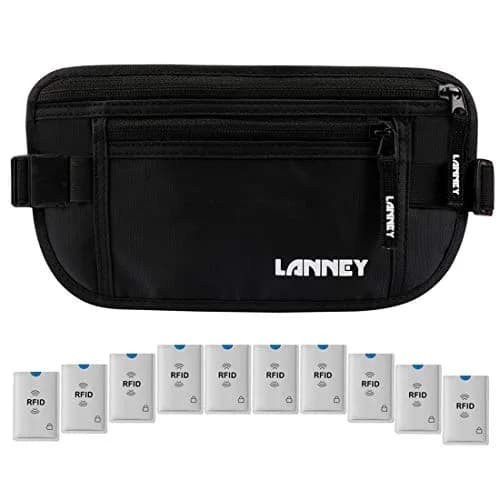 LANNEY RFID Blocking Money Belt Waist Wallet with 10 Card Sleeves | Waterproof Hidden Stash for Travel thumbnail 1