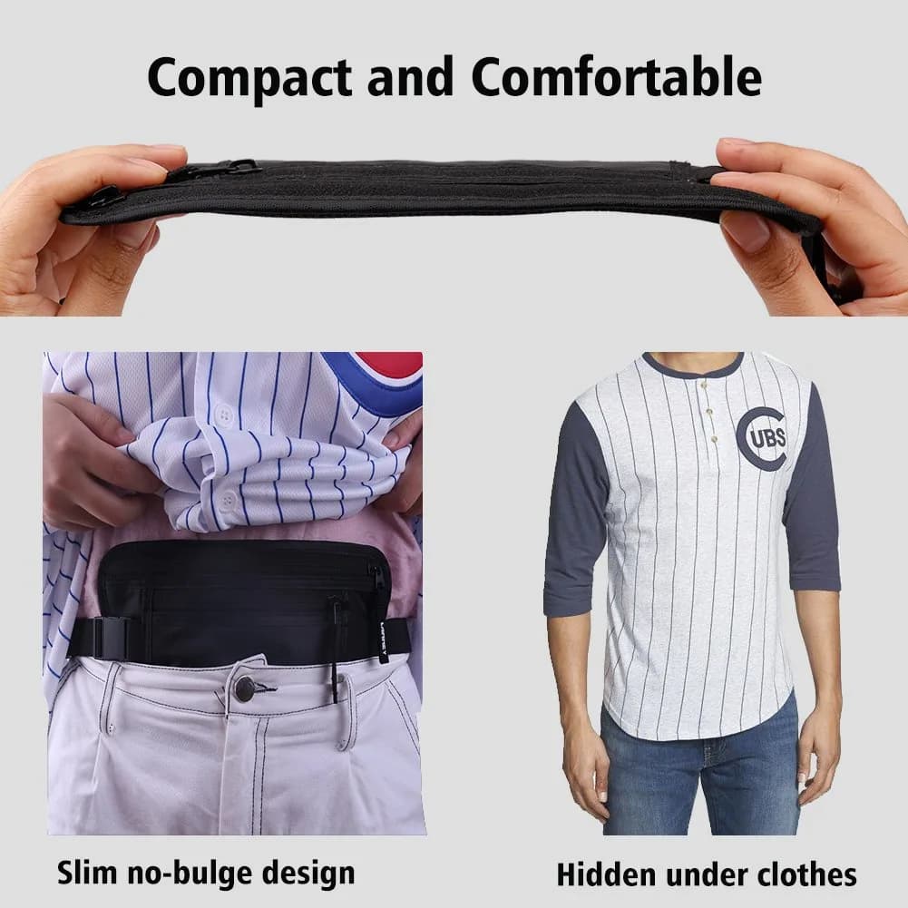 LANNEY RFID Blocking Money Belt Waist Wallet with 10 Card Sleeves | Waterproof Hidden Stash for Travel - view 3