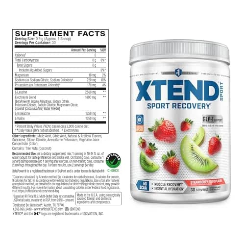 Xtend Sport BCAA Powder for Recovery, Strawberry Kiwi Splash | Sugar-Free Muscle Recovery Supplement (12.2 Ounce) thumbnail 2