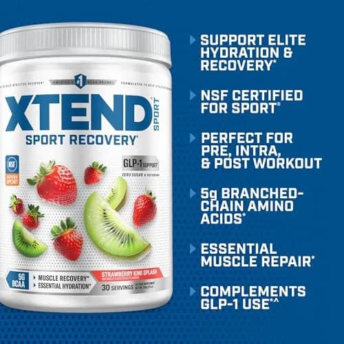 Xtend Sport BCAA Powder for Recovery, Strawberry Kiwi Splash | Sugar-Free Muscle Recovery Supplement (12.2 Ounce) thumbnail 3