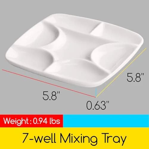 MEEDEN 7-Well Square White Porcelain Artist Paint Palette 14.5cm (5.7-Inch) | Durable Ceramic for Watercolor, Gouache, Acrylic, Oil Painting thumbnail 3