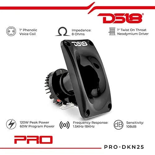 DS18 PRO-DKN25 Neodymium Driver with Aluminum Horn - 1" Voice Coil, 120W Max Power, 8 Ohms, Phelonic Diaphragm thumbnail 2