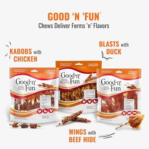 GOOD 'N' FUN Triple Flavor Kabobs Long-Lasting Dog Treat 680g (24 oz) | Protein-Rich Chew for All Dog Sizes thumbnail 8