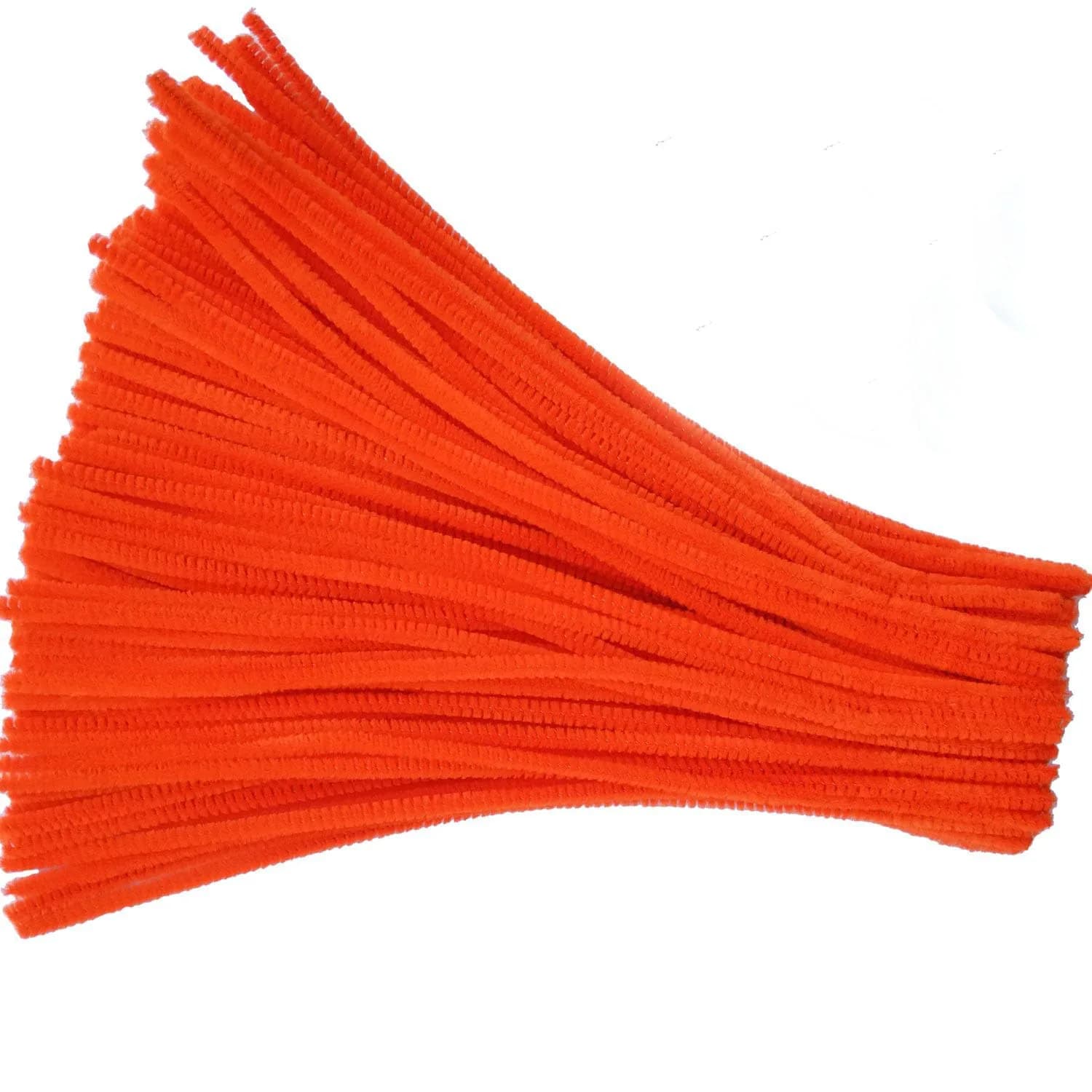 Carykon Fuzzy Chenille Stems Pipe Cleaners 12" Orange | Flexible Craft Wire for Arts & Crafts