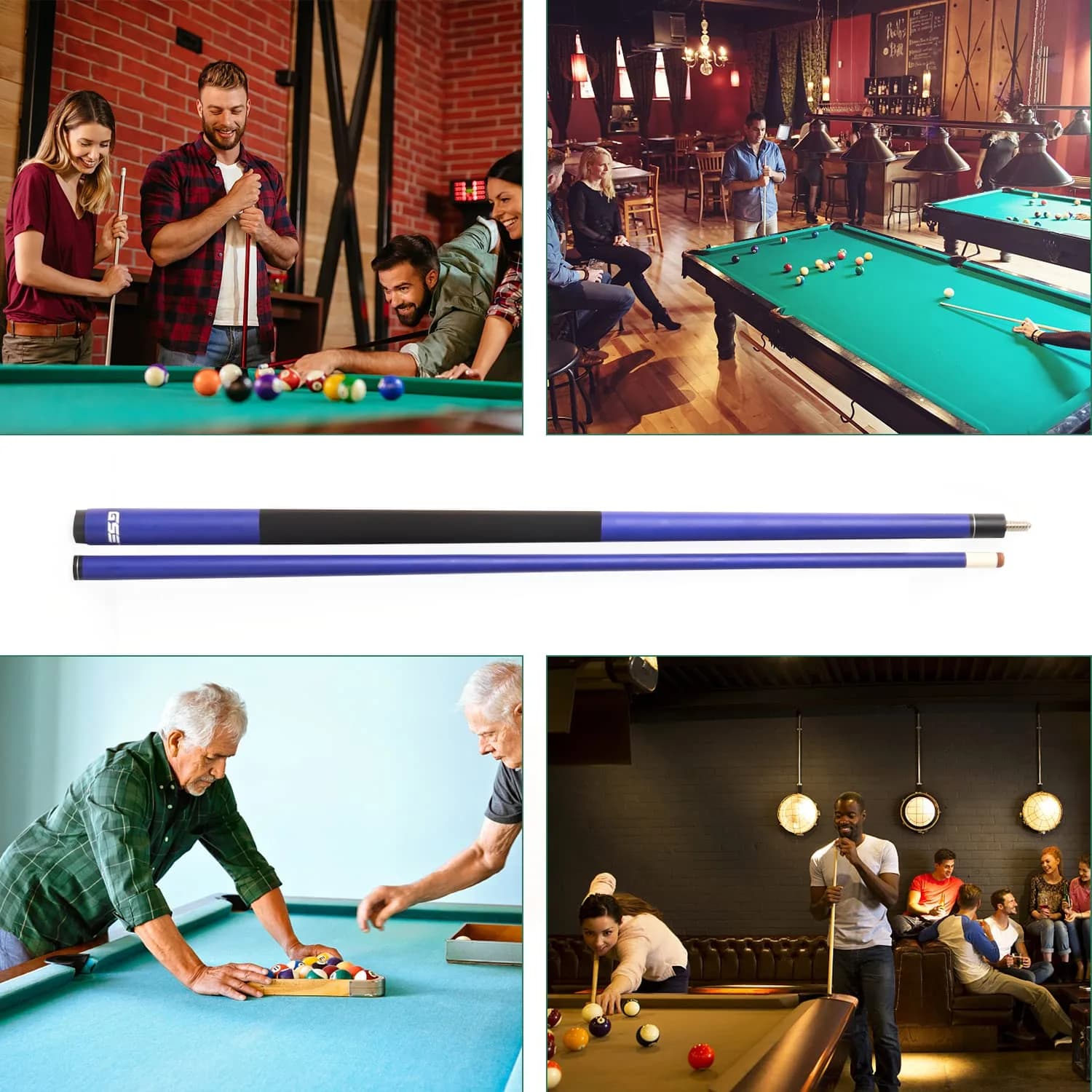 GSE Games & Sports Expert Fiberglass Graphite Pool Cue Stick 58" 20oz | Warp-Resistant Matte Blue - view 6