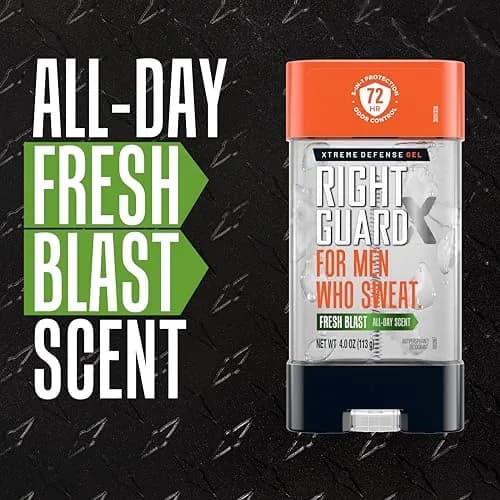 Right Guard Xtreme Defense Antiperspirant Deodorant Gel, Fresh Blast Scent, 4 oz (118 ml) | 72-Hour Odor Control thumbnail 5