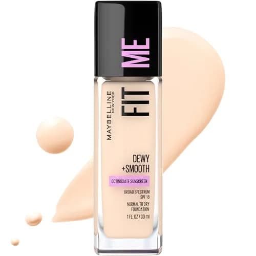 Maybelline Fit Me Dewy + Smooth Foundation, 102 Fair Porcelain, 29.57ml | Hydrating Luminous Finish - main product image