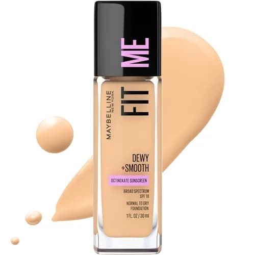 Maybelline Fit Me Dewy + Smooth Foundation, 128 Warm Nude, 29.57ml | Hydrating Luminous Finish thumbnail 1