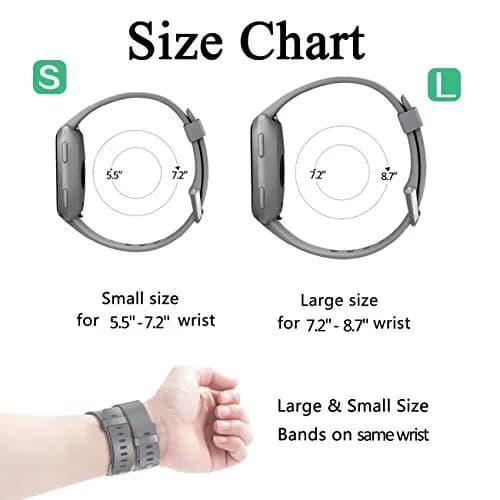 Wepro Sport Bands for Fitbit Versa 2, Versa Lite, Versa — Small 14-18cm (5.5"-7.2") Gray thumbnail 7