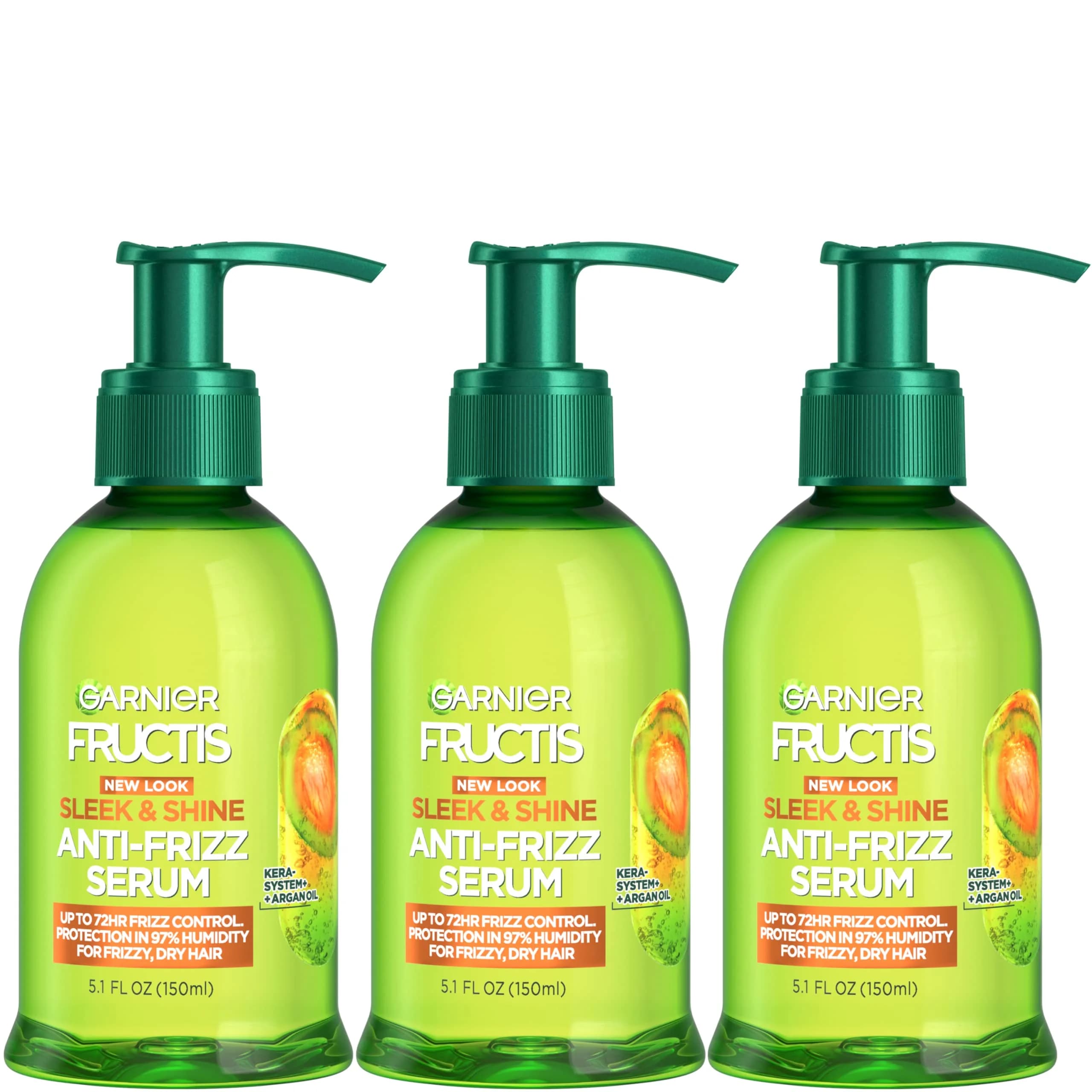 Garnier Fructis Sleek and Shine Anti-Frizz Serum for Frizzy, Dry, Unmanageable Hair 150ml (5.1 Fl Oz) | Tames Frizz with Moroccan Argan Oil - main product image