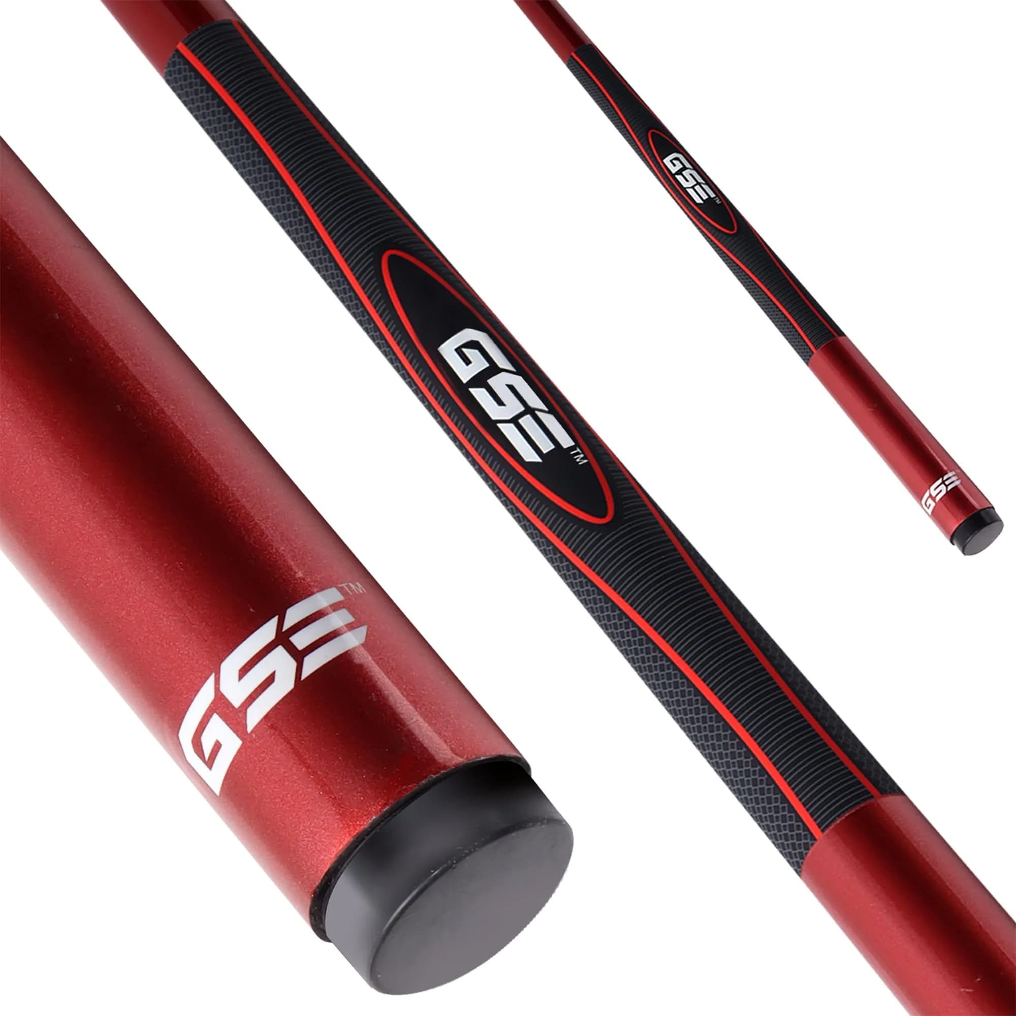 GSE Games & Sports Expert Red 18oz 2-Piece Fiberglass Graphite Composite Pool Cue Stick | 156 cm (58") Length - main product image