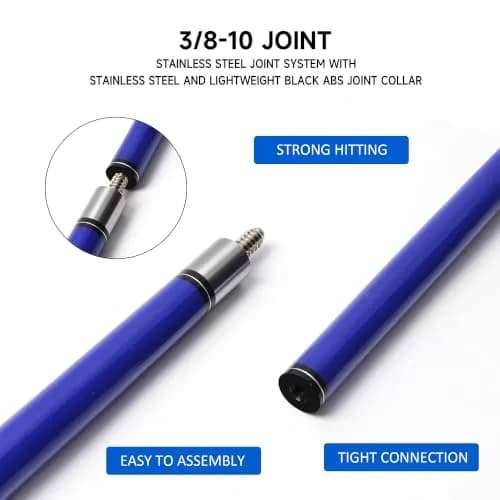 GSE Games & Sports Expert Blue 20oz 58" 2-Piece Fiberglass Graphite Composite Pool Cue Stick | Warp-Resistant Construction thumbnail 3