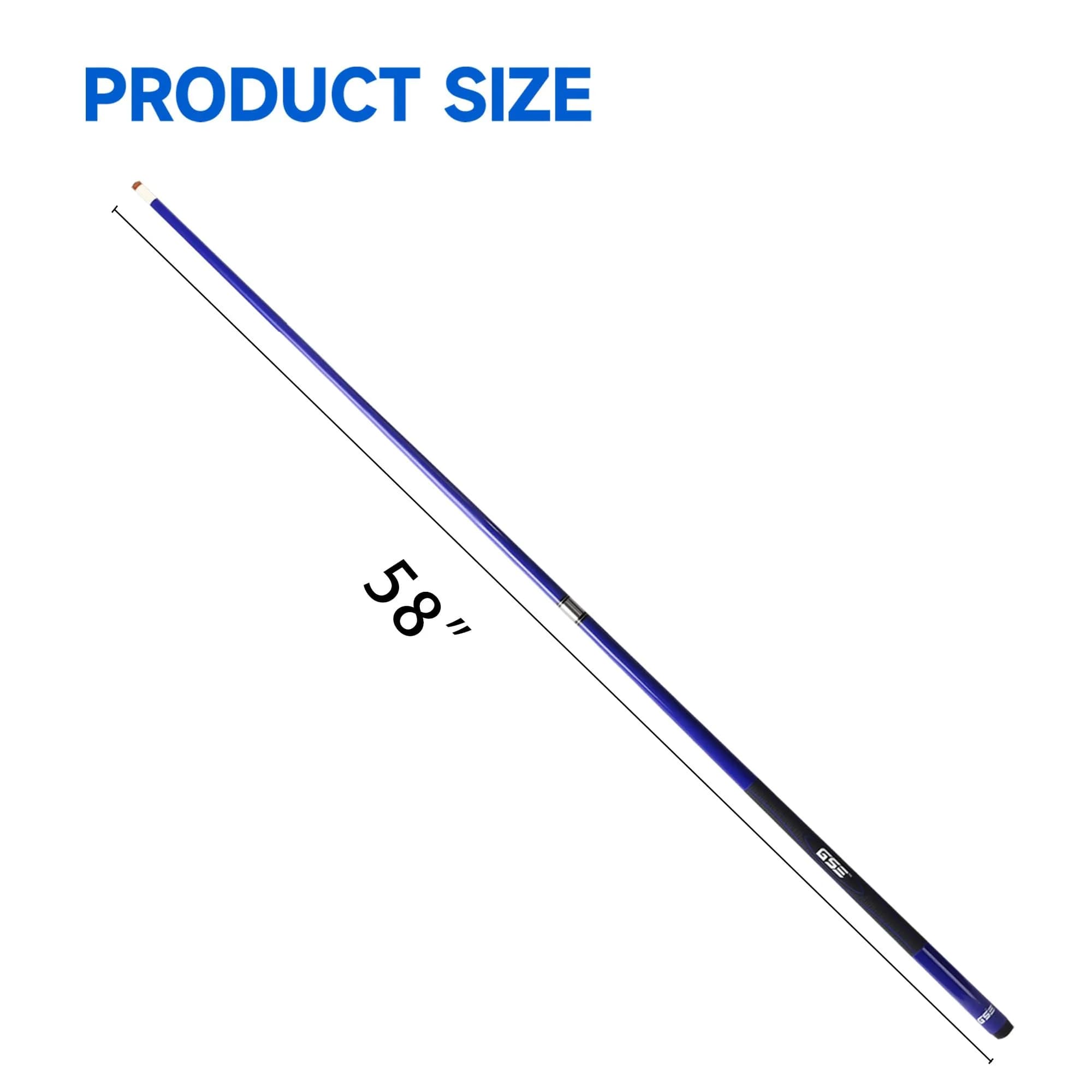 GSE Games & Sports Expert Blue 20oz 58" 2-Piece Fiberglass Graphite Composite Pool Cue Stick | Warp-Resistant Construction - view 4