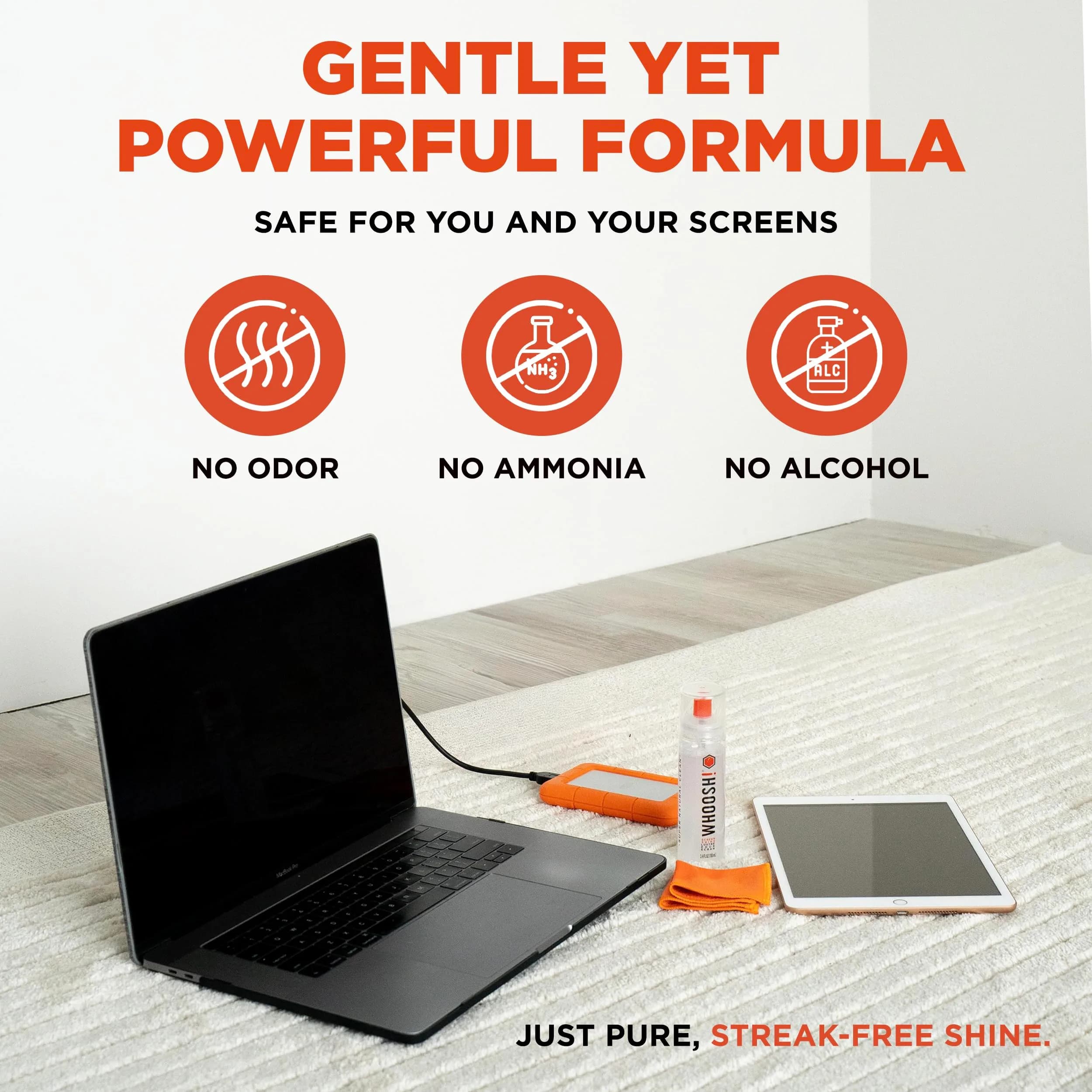 WHOOSH! Screen Shine Duo Electronic Cleaning Kit 108ml (3.7 Fl Oz) | Streak-Free Shine for All Screens - view 6