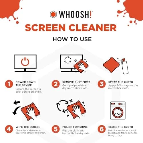WHOOSH! Screen Shine Duo Electronic Cleaning Kit 108ml (3.7 Fl Oz) | Streak-Free Shine for All Screens thumbnail 7