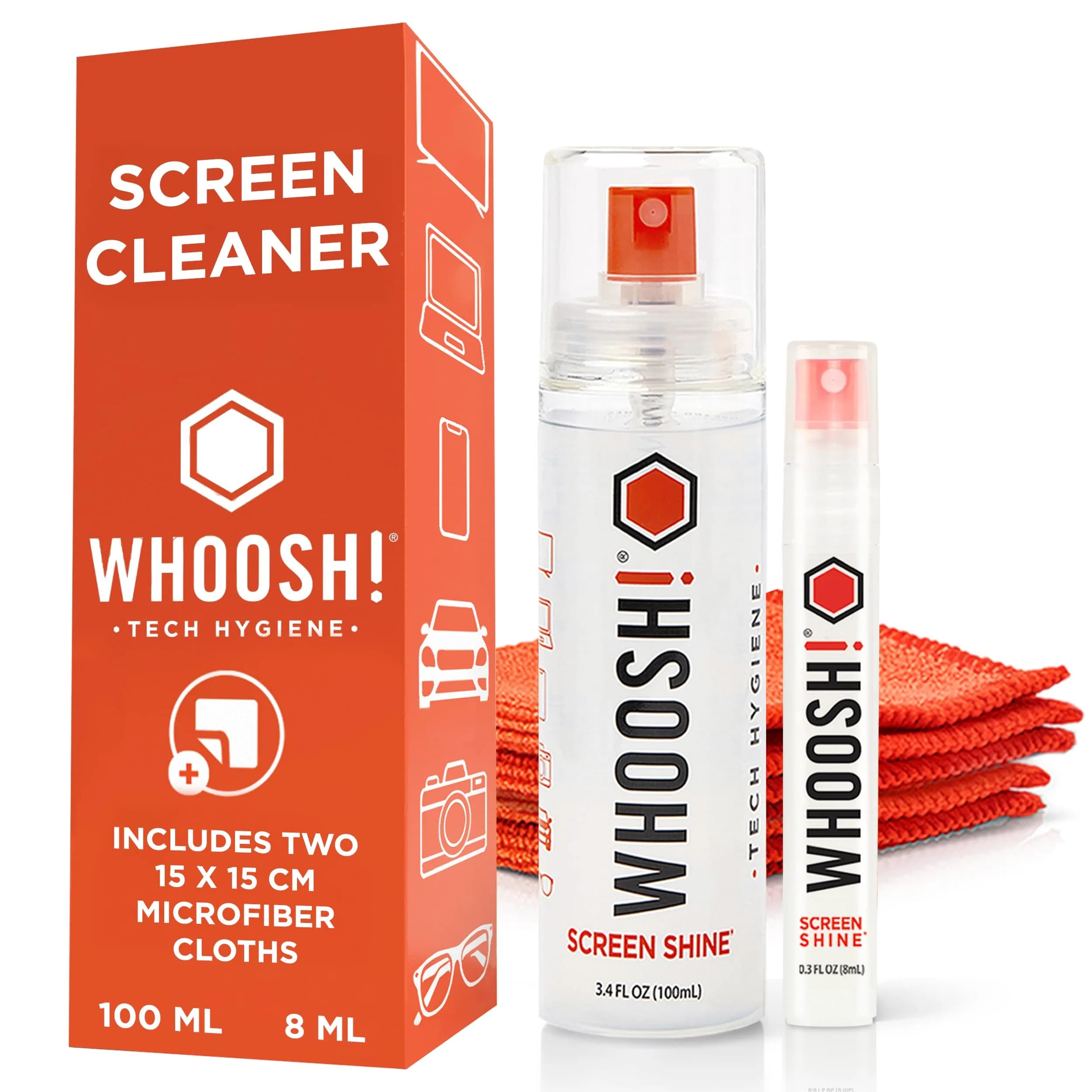 WHOOSH! Screen Shine Duo Electronic Cleaning Kit 108ml (3.7 Fl Oz) | Streak-Free Shine for All Screens - main product image