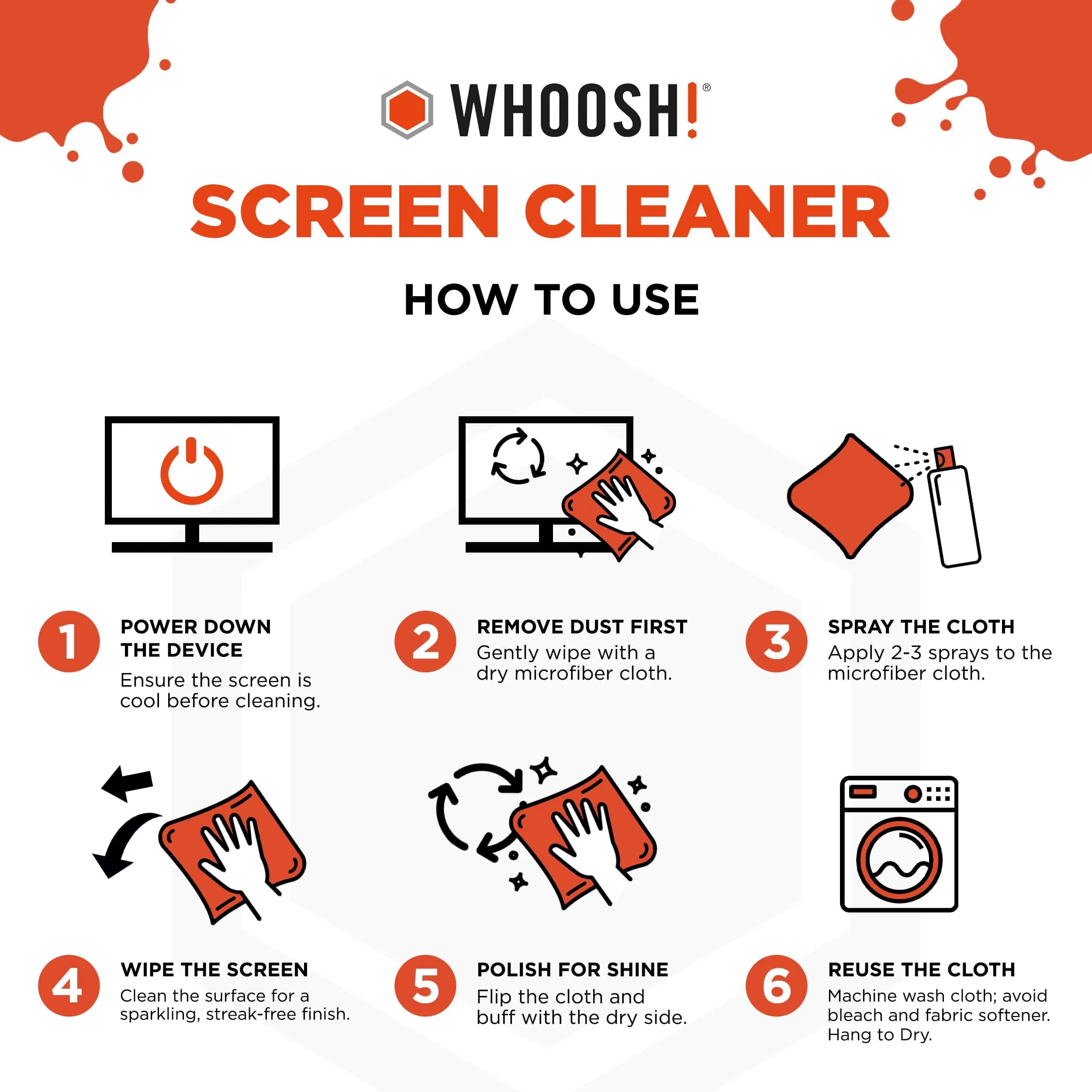 WHOOSH! Screen Shine Duo Electronic Cleaning Kit 108ml (3.7 Fl Oz) | Streak-Free Shine for All Screens - view 7