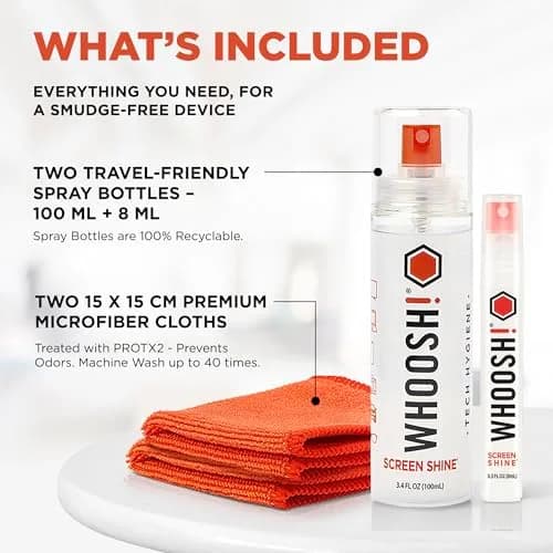 WHOOSH! Screen Shine Duo Electronic Cleaning Kit 108ml (3.7 Fl Oz) | Streak-Free Shine for All Screens thumbnail 2