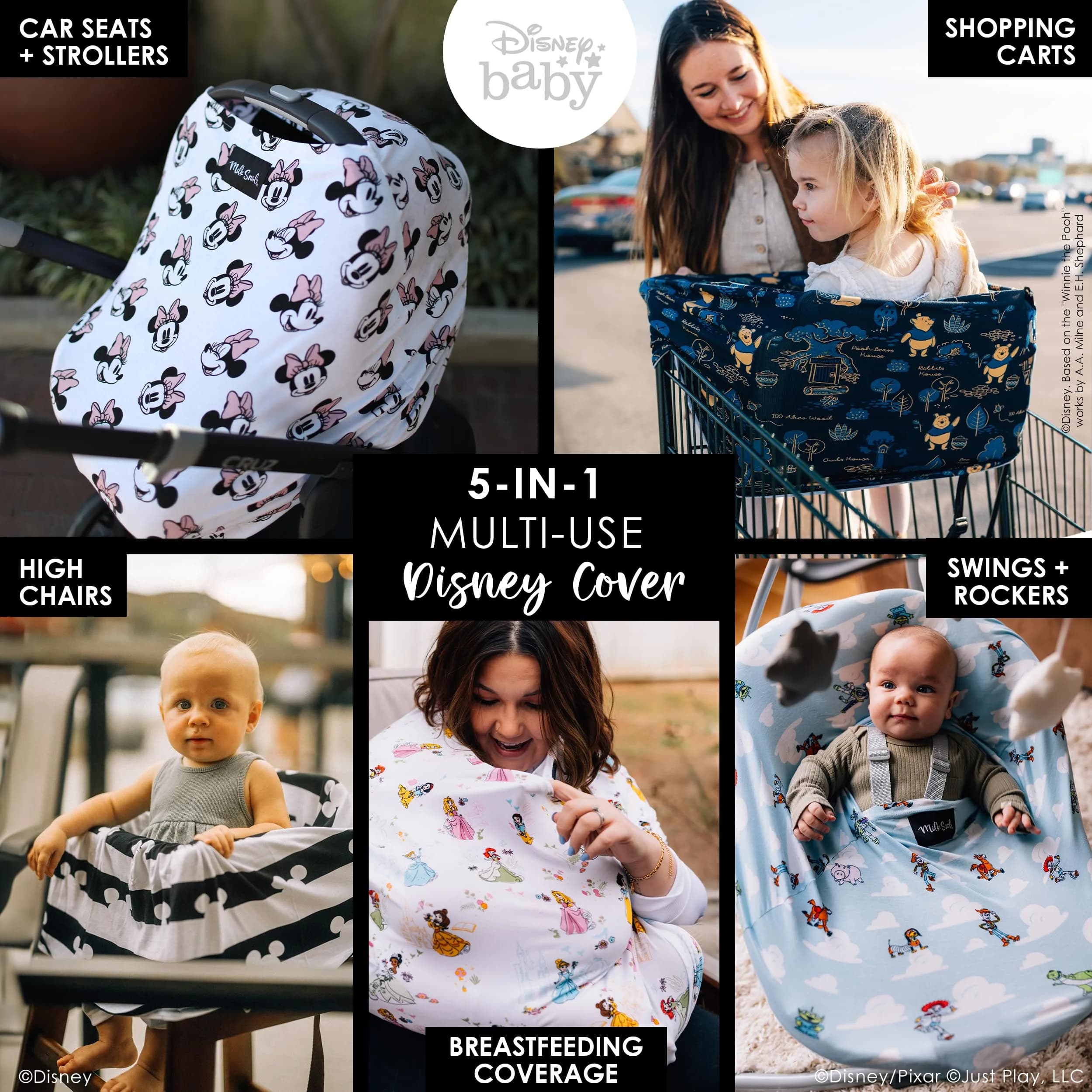Milk Snob Original Disney 5-in-1 Cover Minnie Mouse | Breathable Rayon Blend for Car Seat, Nursing, Shopping Cart, High Chair, Stroller - view 2